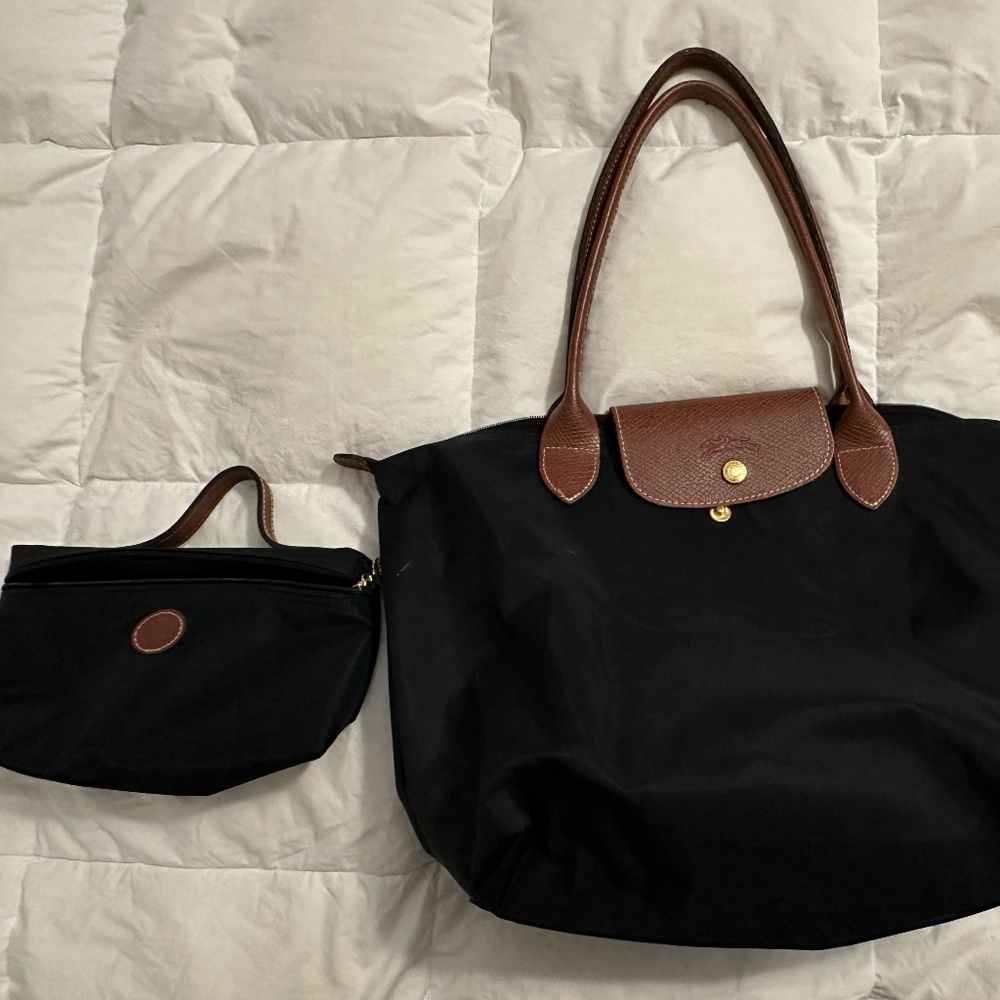 LongChamp le Pliage Bag and Pouch set